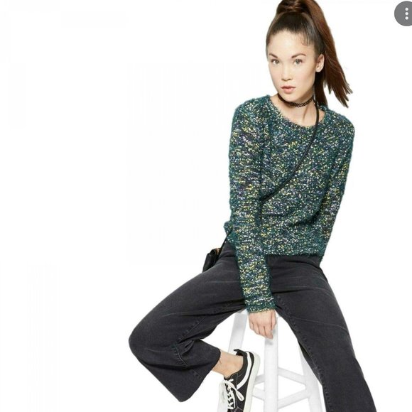 Wild Fable | Women's Long Sleeve Crew Neck Confetti Sweater -Brunswick Green - Picture 1 of 4